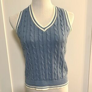 John Galt sweater vest light blue with white stripes size S
